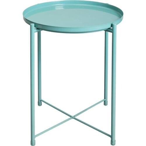 Nordic Simple Style Round Tray Tea Table Bedroom Modern Leisure Minimalist Metal Side Desk Sofa Side Coffee Table 44x44x52cm
