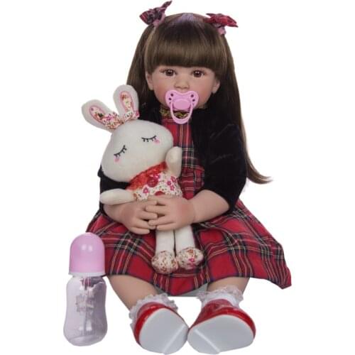 Baby Reborn Doll Girl 57cm Large Realistic Long Hair Beautiful Princess Dress Full Silicone Body