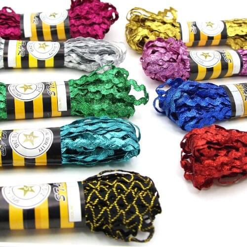 15Yards 9Colors Glitter Ribbon Metallic Ric Rac Zig Zag Lace Ribbon Multicolor Trim Home Decoration DIY Flower Patchwork Craft