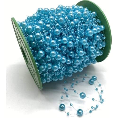 5Yards 3+8mm Fishing Line Artificial Pearls Flower Beads Chain Garland Flowers Wedding Party Decoration Diy Accessories #S10s08