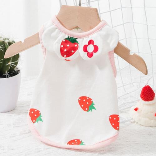 Little Dog Summer Embroidery Dress Vegan Strawberry Cute Rabbit Vest Party Dresses Pet Clothes French Korean Sweet Cat Sundress