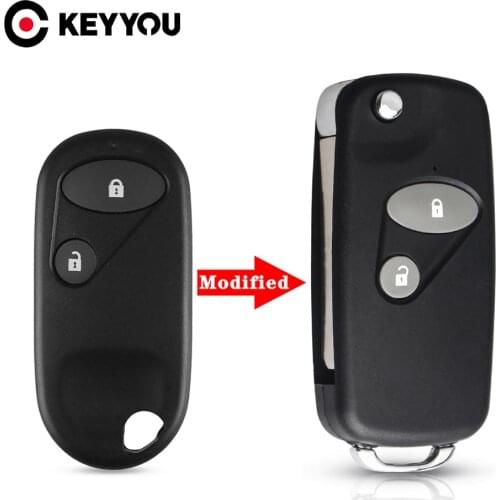 KEYYOU Modified Flip Folding Remote Car Key Shell Case Fob For Honda Accord Civic HRV CRV S2000 Uncut Blade 2 Button Key Case