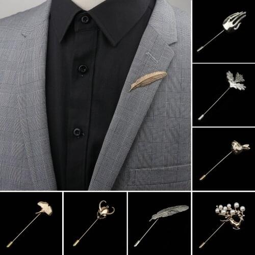Mens Advanced Chic Brooches Leaf Rabbit Deer Pin Suit Shawl Lapel Pins Uxedo Corsage Hat Shirt Collar Pin Party Daily Accessory