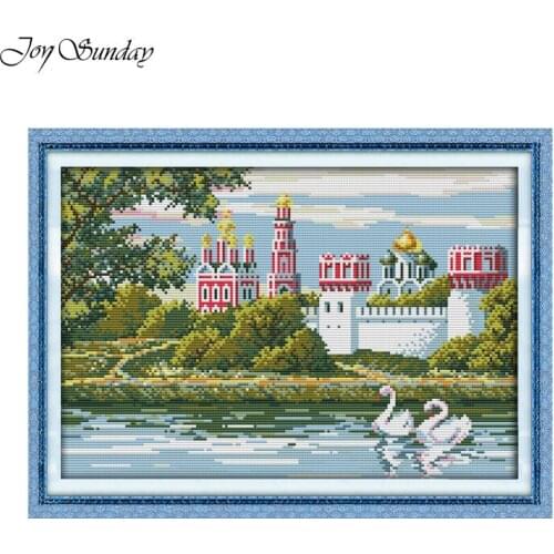 Swan Lake Counted Cross Stitch DMC Cross Stitch Kits Printed Fabric 11CT 14CT Landscape Cotton Thread Painting Embroidery Kits