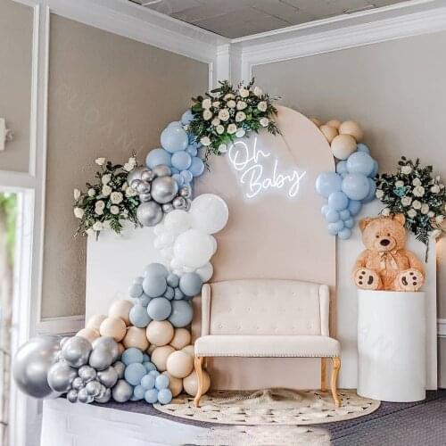 127pcs Blue Grey Latex Balloons Set DIY Arch Garland Kit Metallic Chrome Baloon Baby Shower Bridal Baptism Kids Gifts Globos