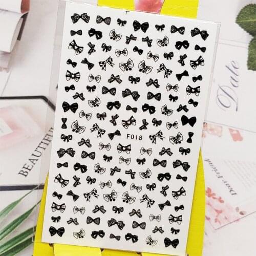 3D Stickers for Nails Bow Knot Black Rosette Designs Nail Art Decorations Foil Decals Wraps Manicure Accessories Decoraciones