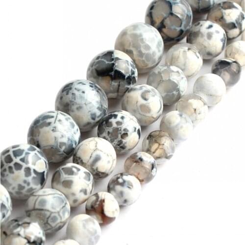 Natural Stone White Fire Agates Onyx Round Loose Spacer Beads For Jewelry Making DIY Ear Studs Bracelet Accessories 15" 6/8/10mm