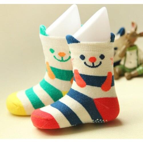 2 Pairs/lot Children Socks Dispensing Stereo Ears Cute Cartoon Breathable Sock Non-slip Floor Socks Baby Toddler Socks 0-3 Years