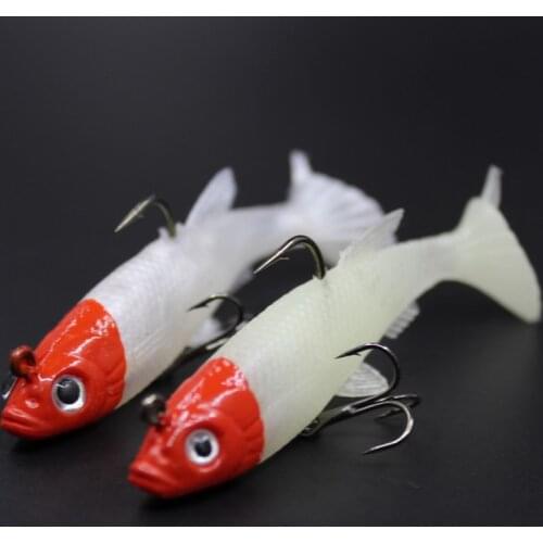 3D Eyes Red White Lure Bait 8cm 14g Artificial Soft Lures Baits Fishing Lure leurre shad Bait T Tail Pencil Wobblers