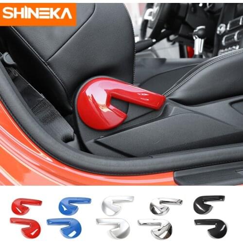 SHINEKA 2PCS New Arrival ABS Interior Seat Adjust Backrest Handle Button Switch Frame Cover Trim for Ford Mustang 2015 2016 2017
