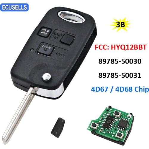 Folding Flip 3 Button Remote Car Key Fob 4D67 Chip / 4D68 Chip for Lexus ES330 RX330 RX400h RX350 FCC ID: HYQ12BBT