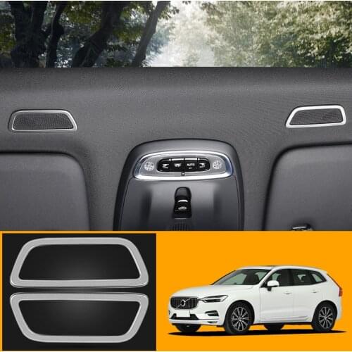 Car Styling 2PCS Stainless Steel Matte Interior Front Roof Speaker Cover Trim Sticker for VOLVO XC60 2018 2019 2020 accessories