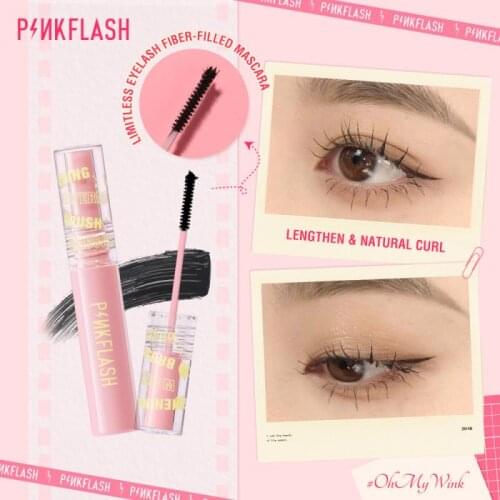 PINKFLASH Silk Fiber Mascara Black Long Curling Eyelash Extensions Black Eyelashes Lashes Mascara Waterproof Eye Cosmetics TSLM1