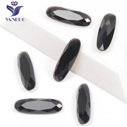 YANRUO 4161 Elongated Baguette Jet Crystal Stones For Clothes Chatons And Stones Claws Rhinestones For Handicraft Accessories