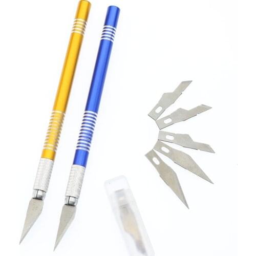 1 Handle + 6 Knives) Woodworking DIY Metal Craft Carving Knife Mobile Phone Foil Knife Cutting Paper Knife Circuit Board Tool