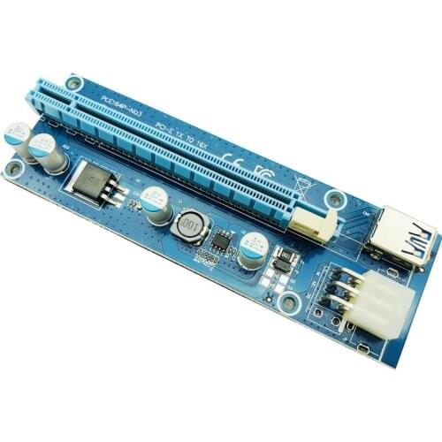 100PCS PCI Express Riser Card PCI-E Extender 1x to 16x Adapter USB 3.0 Cable SATA to 6Pin IDE Molex Power for BTC Miner Mining
