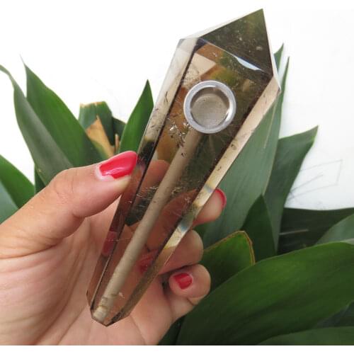 120~150g Natural Smoky Quartz Crystal Smoking Pipe Cigarette Holder Reiki Healing for 2020 Holiday Gift
