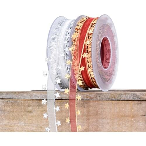 2Pack Christmas Ribbons Craft Grosgrain Metallic Glitter Gift Wrapping Hair Bows Wedding Holiday Xmas 15M