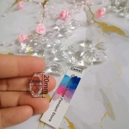 Camal 20pcs 20x10mm Clear Teardrop Water Drop Crystal Pendant Prism Faceted Loose Bead Hanging Craft Part Wedding Party DIY