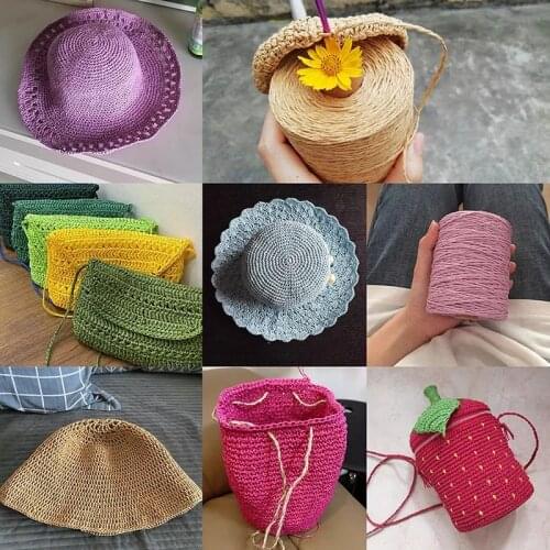 280M Natural Raffia Straw Yarn DIY Hand Knit Crochet Hat HandBag Cushion Baskets Material Threads