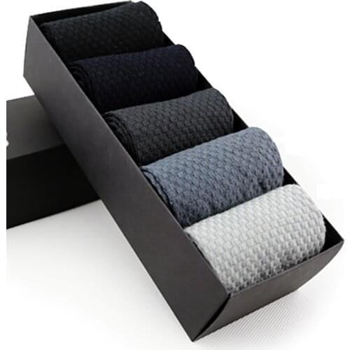 5 Pairs/Lot Bamboo Fiber Socks New Fashion Casual Classic Business Mens Socking Breathable For High Quality Plus Size EUR37-43