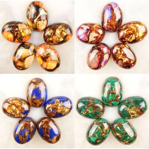 5 pieces/lot) 5kinds of Rainbow Sea Sediment Jaspers & Pyrites & Gold Copper Bornite Stone Oval CAB CABOCHON 25x18x8mm