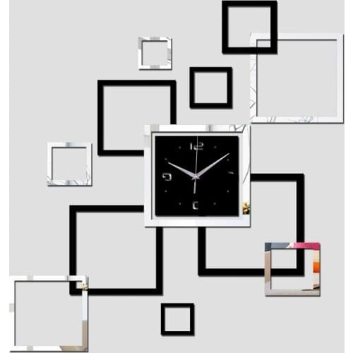 Promotion new diy wall clock clocks stickers multi piece package quartz real acrylic mirror sticker modern