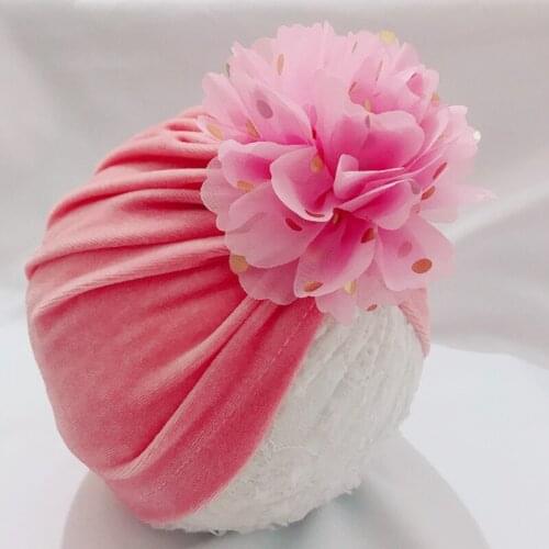 Velvet Baby Hat Turban Flower Newborn Baby Girl Hat Beanie Cap Autumn Winter Infant Toddler Kids Girls Bonnet Photography Props