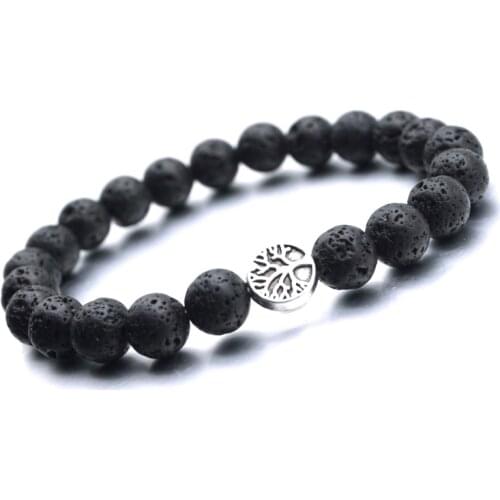 25 Styles Tree of Life Paw Charms 8mm Black Lava Stone Beads Aromatherapy Essential Oil Diffuser Bracelet Yoga Strand Jewelry