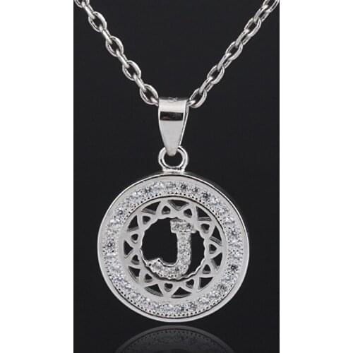 Alphabet Necklace for Women Girls 925 Sterling Silver Exquisite Letter J Pendant Chain With Clear CZ Lucky Party Jewelry