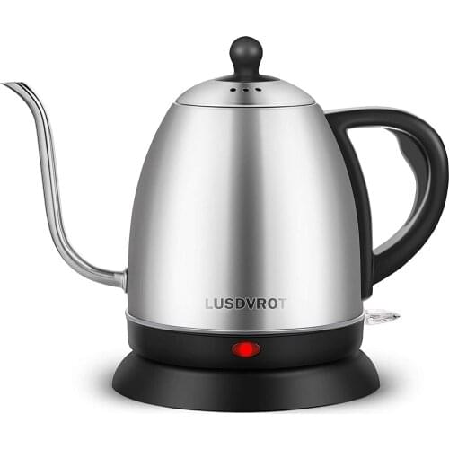Electric Kettle Gooseneck Kettle, 1L Cordless Water Boiler, Pour Over Tea Pot Stainless Steel with Presets