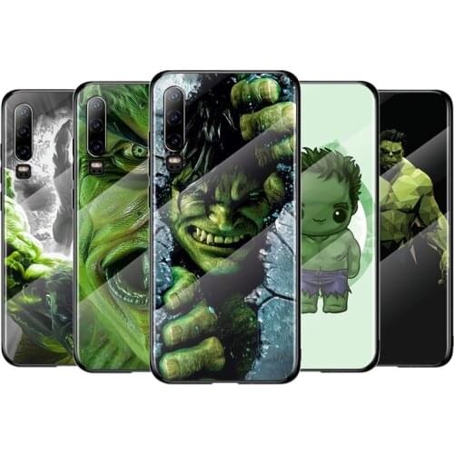 Marvel Hulk For Huawei P40 P30 P20 P10 Pro Plus Lite 5G 2019 Tempered Glass Cover Shell Luxury Phone Case