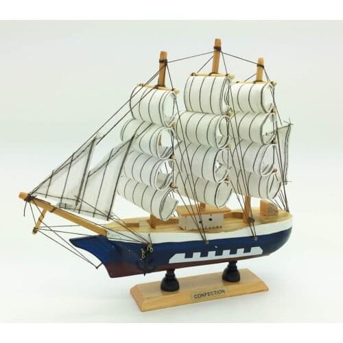 Wooden Boat Model Ornamental Sailing Boat Wood Ship for Home Office Desktop Decoration Beach Boat Ornaments