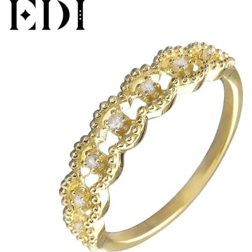 EDI Stackable Band Ring 14k Yellow Gold CZ Ring 585 Solid Gold Simulated Diamond Infinity Ring Dainty Ring Wedding Band To Women