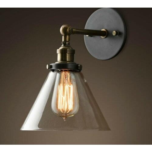 Loft Industrial Vintage Wall Lamp Glass Lamp Shade Light for Bar Coffee Decor Lighting Fixture LED Suspension Lamps WA102