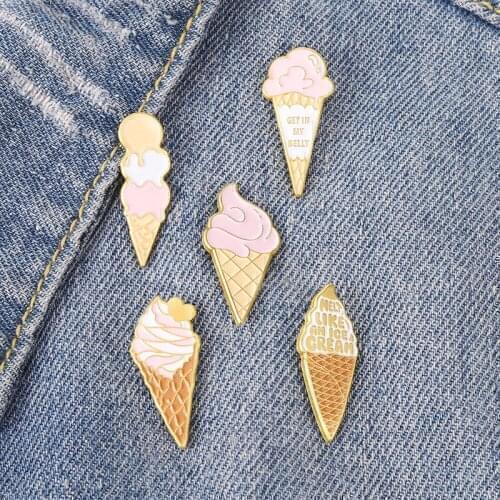 Creative Ice Cream Lapel Pins Gothic Style Enamel Badges Jewelry Womens Anime Cartoons Brooches For Clothes Metal Accessories