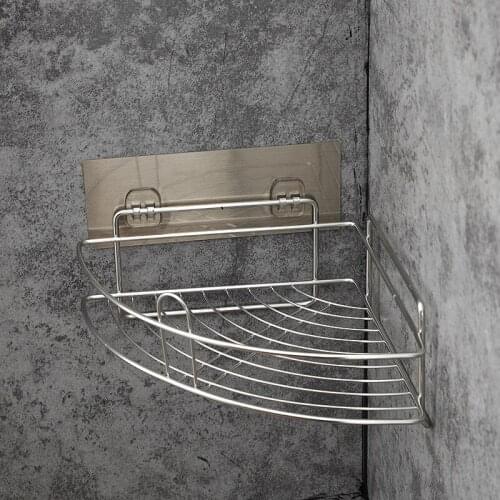 Stainless Steel Vacuum Suction Cup Kitchen Bathroom Shelf Storage