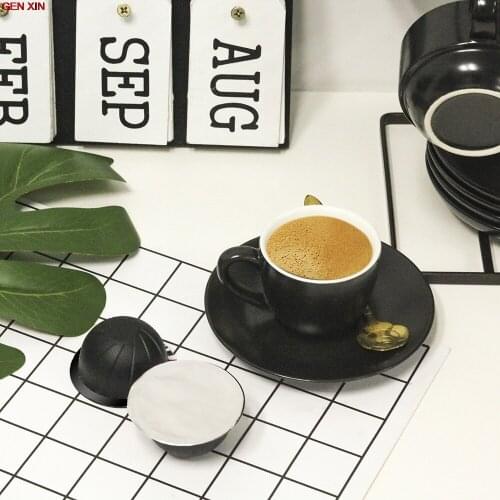 ICafilasReusable For Nespresso Vertuo Coffee Capsule with Disposible Foils Seals Stcker Big Cup 230 ML For Vertuoline