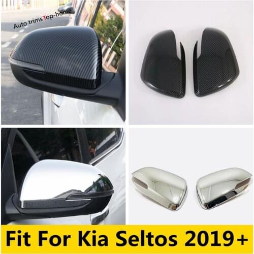 Rearview Mirror Cover Trim For Kia Seltos 2019 2020 2021 ABS Chrome / Carbon Fiber Look Exterior Kit Decoration Accessories
