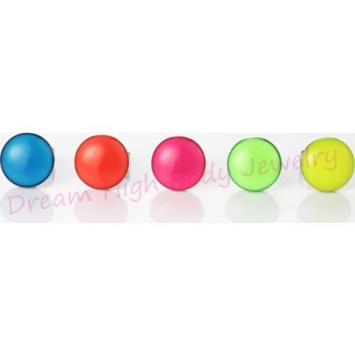 Newest Neon Ear Stud Cool Mens Stainless Steel Round Earrings Ear Stud 5 Colors Available 10mm Ball Pin Children Jewelry