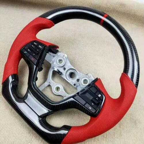OEM Cuatomized Real Carbon Fiber Sports Steering Wheel Perforated Leather Compatible for Hyundai Elantra IX35 2016-2020