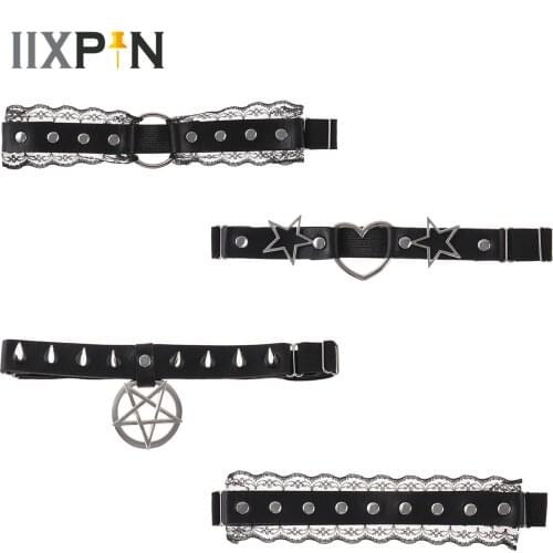 Women Sexy Punk PU Leather Garter Belt Leg chains Women Lace Elastic Leg Garter Girl Thigh Harness Gothic Spikes Thigh Ring