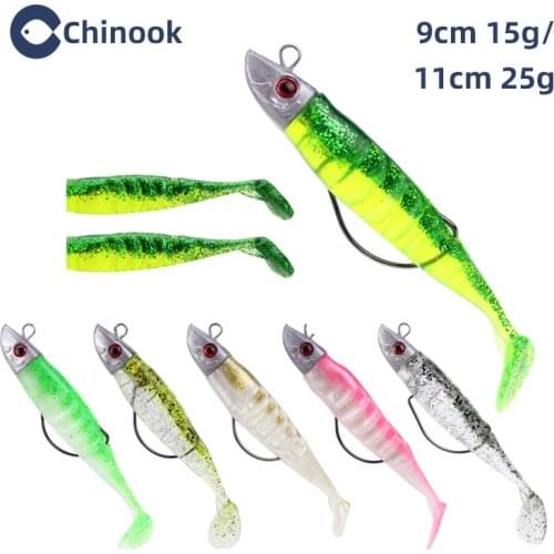 Chinook Soft Bait Jig Lead Head Soft Silicone Lure Wobbler Single Hook Fish Artificial Bait Fishing Tackle