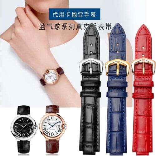 Genuine Leather Watch Strap for Tank Cartier Blue Balloon Men and Women Watch Band 16 18 20 22mm Accessories