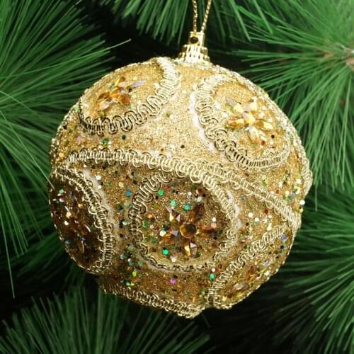 Merry Christmas Rhinestone Glitter Baubles Ball Xmas Tree Ornament Decoration Decoration For Home Xmas Tree Hanging #50g