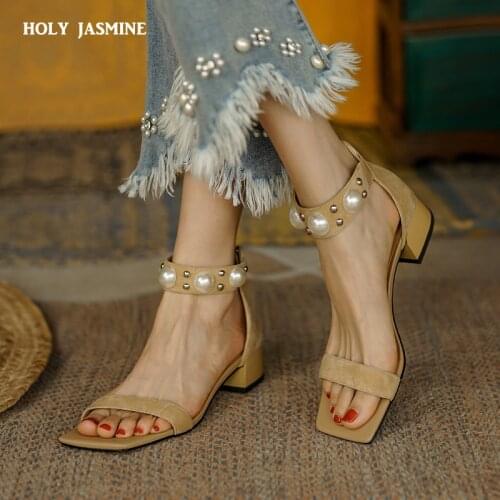 Genuine Leather 2021 Sandals Women Concise Strange High Heels Square Toe Sandals Shoes Woman Slingback Dress Shoes Women Sandals