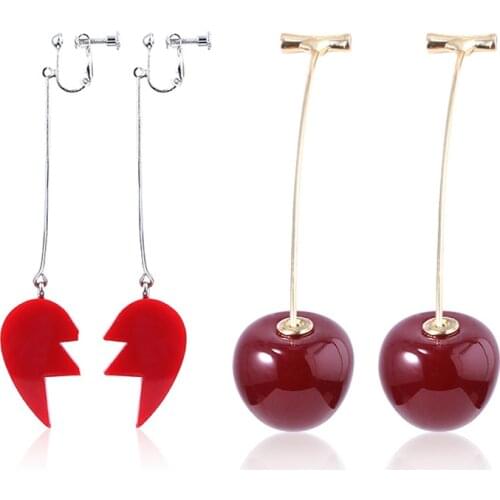 Anime JoJo Bizarre Adventure Drop Earrings Cosplay Props JOJO Kakyoin Noriaki Cherry Earrings Ear Clip Men Girl Jewelry Gift