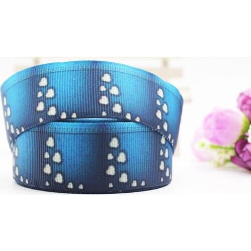 Blue Denim Printed Grosgrain Ribbon Diy Gift Wrapping Sewing Wedding Decoration Ribbon Bow 16-75mm