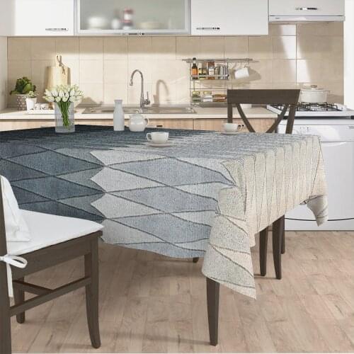 Table cloth living room kitchen cover with grey quadrangle patterned micro fabric cover runner pattern Free Shipping