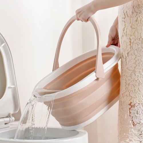 Folding Plastic Mop Bucket Camping Wash Bucket With Handle Collapsible Floor Mop Cleaning Fishing Car Wash Bucket